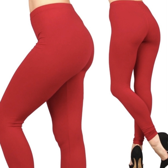 Buttery Soft Holiday Red Leggings by Leggings Depot - Picture 2 of 3